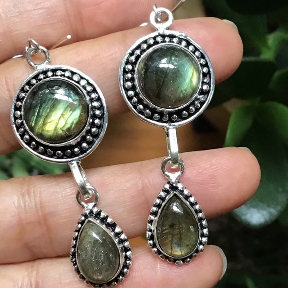 Sterling Silver Labradorite Necklace/Earrings set New 18” - Picture 3 of 11